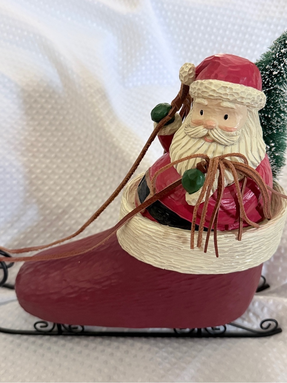 Vintage 12 inch Hallmark Santa in Sleigh Boot figurine for tabletop
